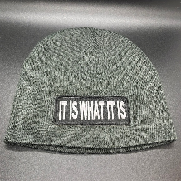 Other - Gray it is what it is patch beanie